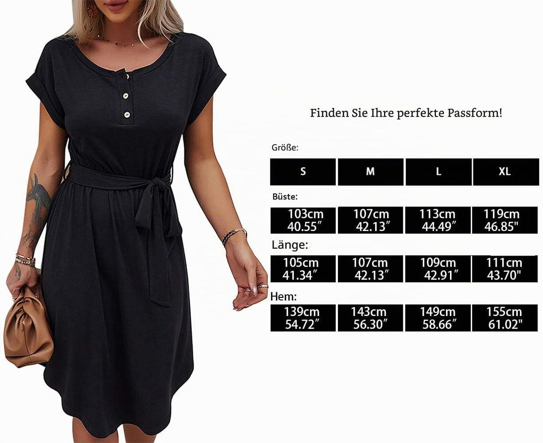 Bequemer Laden Damen Sommer Kleid Knopfleiste Kurzarm Midi Kleider Elegant Sommerkleid Businesskleid