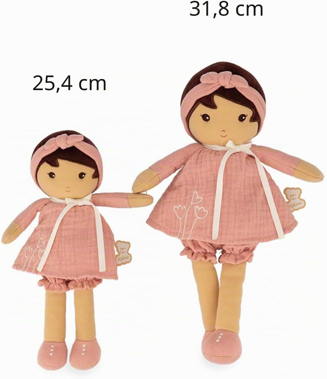 KALOO - Tendresse – Meine 1. Puppe aus Amandin-Stoff – Stoffpuppe 25 cm – Rosa aus Chiffon – Matte H