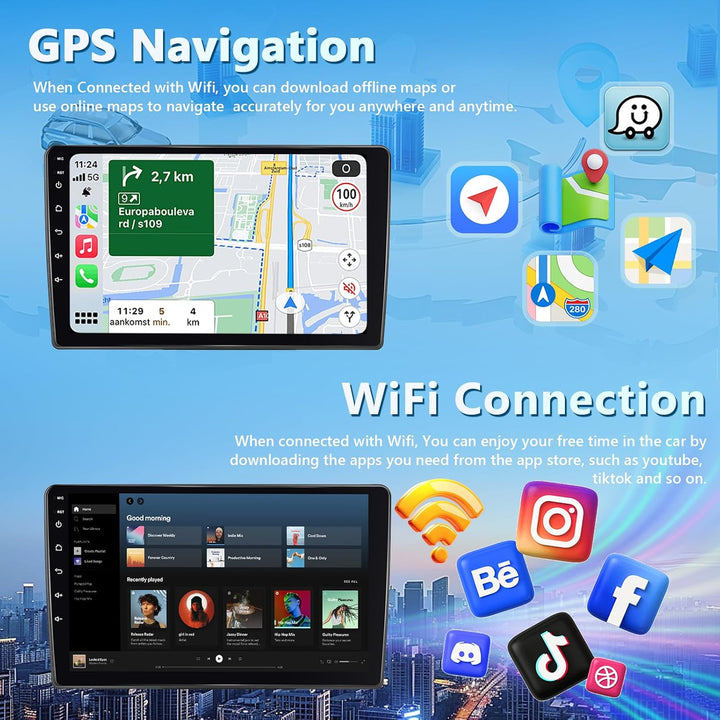 4GB+64GB Autoradio für FIAT 500L 2012 Radio mit Wireless Carplay, 10 Zoll Bildschirm Android Auto Ca