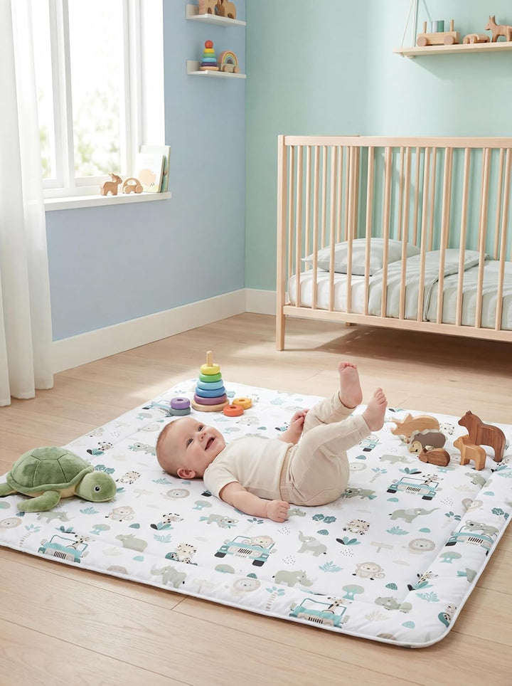 TupTam Baby Spielmatte Kinder Grosse Spieldecke Gepolstert XXL Krabbeldecke 120 x 120 cm Babyzimmer