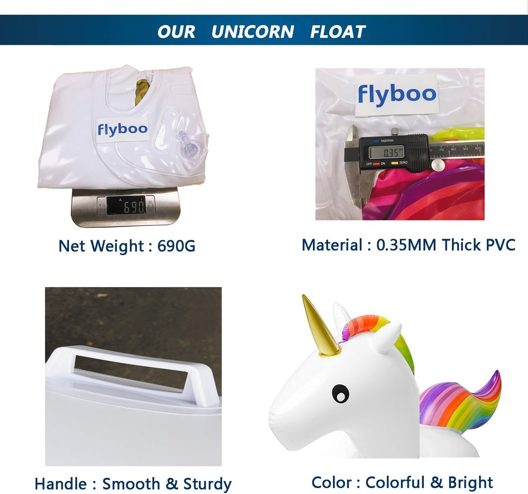 Flyboo Baby Schwimmring Aufblasbarer Einhorn Schwimmsitz Kinderboot Kinder Schwimmhilfe mit Sonnensc