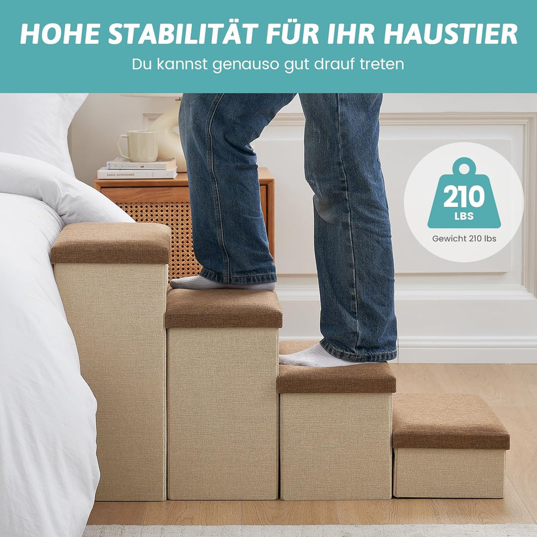 Hundetreppe für Kleine Hunde mit Stauraum, Breite Haustiertreppe Faltbare für Bett und Couch, Hunder