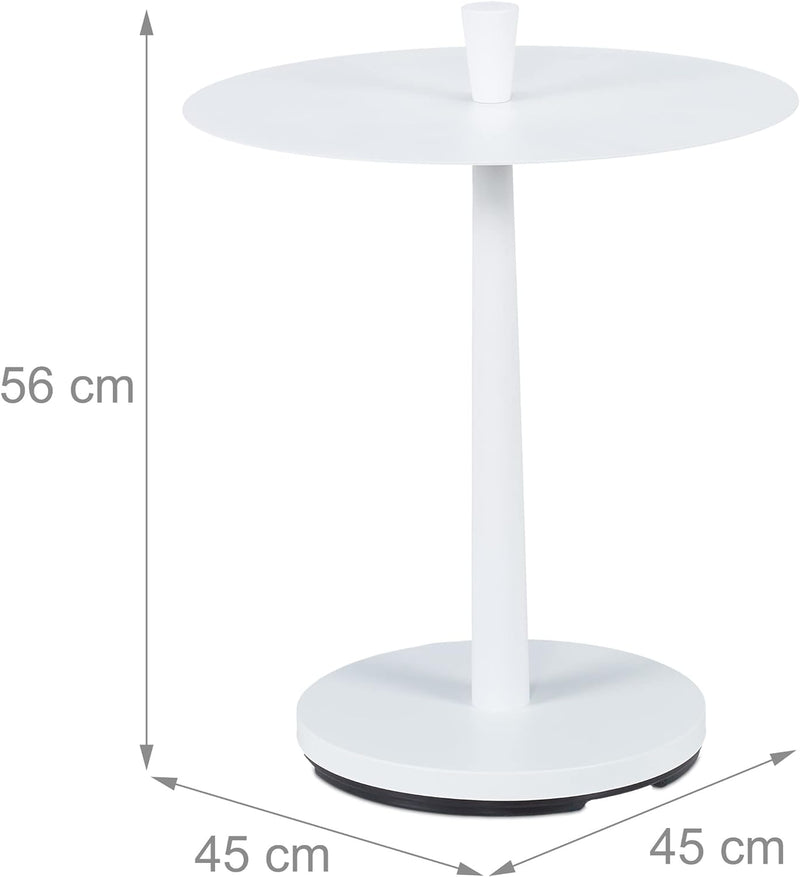 Relaxdays Beistelltisch, Stahl, Holz, HxD: 56 x 45 cm, runder Wohnzimmertisch, massiv, moderner Meta