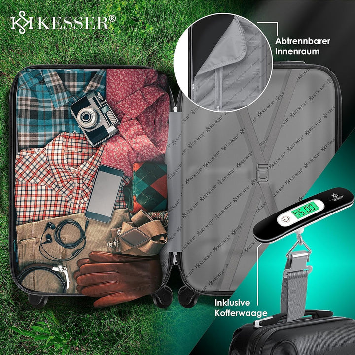 KESSER® Reisekoffer Grosser Hartschalen-Koffer Inkl. Kofferwaage + Gepäckanhänger Trolley Gepäck Rol