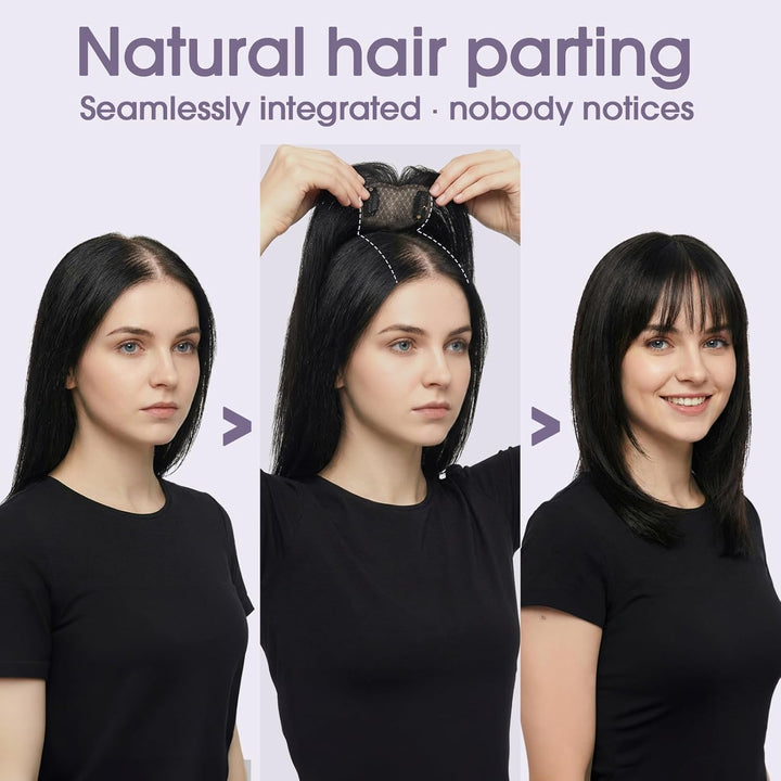 S-noilite Toupets für Frauen mit Pony 8x11cm - 100% Echthaar Topper Hair Extensions Echthaar Damen H