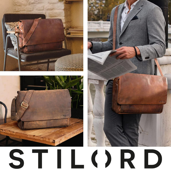 STILORD 'Lonzo' Vintage Umhängetasche echtes Büffel-Leder Messenger Bag für Herren und Damen Unitasc