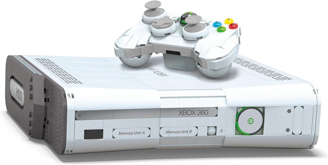 MEGA Microsoft Bauset zum Sammeln, Xbox 360 Modell zum Nachbauen mit 1342 Teilen, Controller und LED
