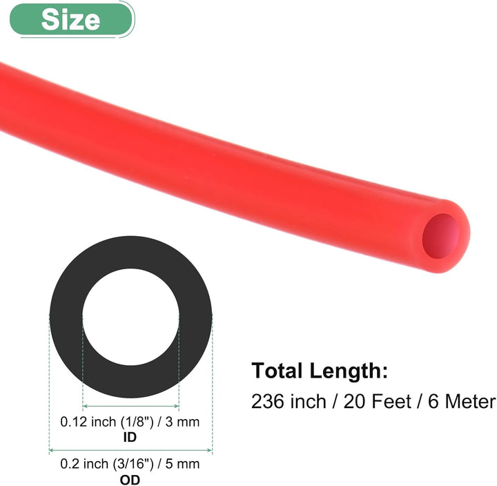 Silikonschlauch Lebensmittelecht, 1/8"(3mm) ID x 3/16"(5mm) OD Silikon-Gummivakuumrohr, 20ft(6 M) Ho