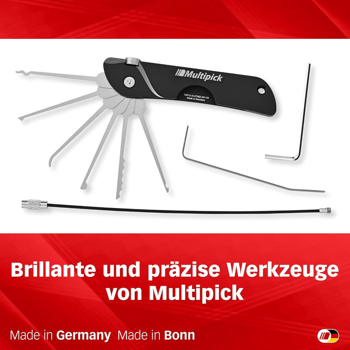 Multipick Dietrich Set ELITE BLACK Mini Taschen-Messer Lockpicking Set mit 6 wechselbaren Lock-Pick