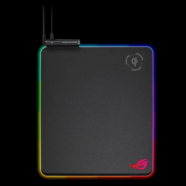ASUS ROG Balteus QI RGB Gaming-Mauspad (drahtlose Ladefunktion, Aura Sync, USB-Passthrough, rutschfe