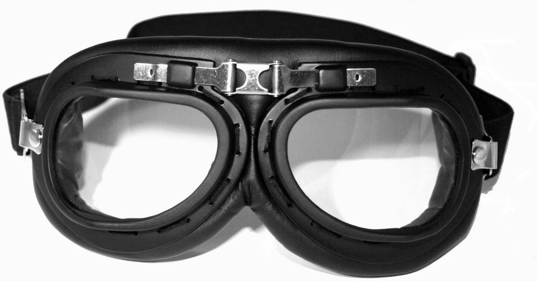 ATO Oldtimer Motorradhelm mit Fliegerbrille in Weiss Grösse S 55 bis 56cm