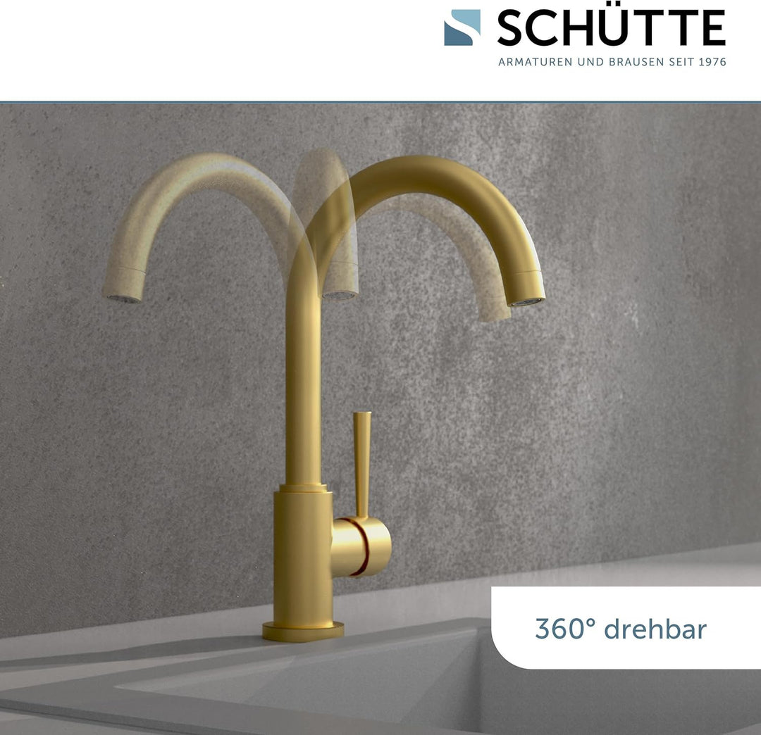SCHÜTTE 79167 Küchenarmatur Cornwall, 360 Grad schwenkbarer Wasserhahn Küche, Mischbatterie für die