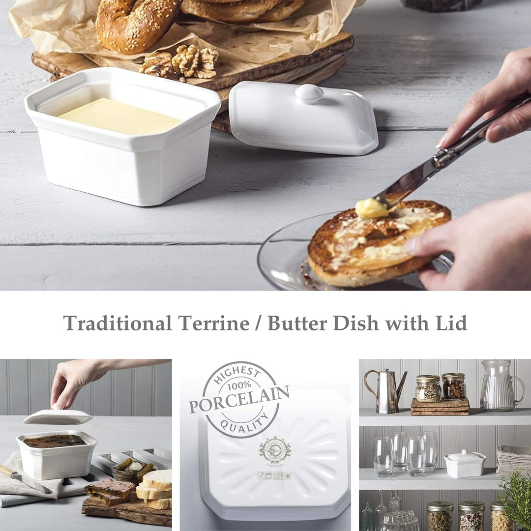 WM Bartleet & Sons Butter-/Terrine mit Deckel, weiss, 15x12x9.5cm, 15x12x9.5cm