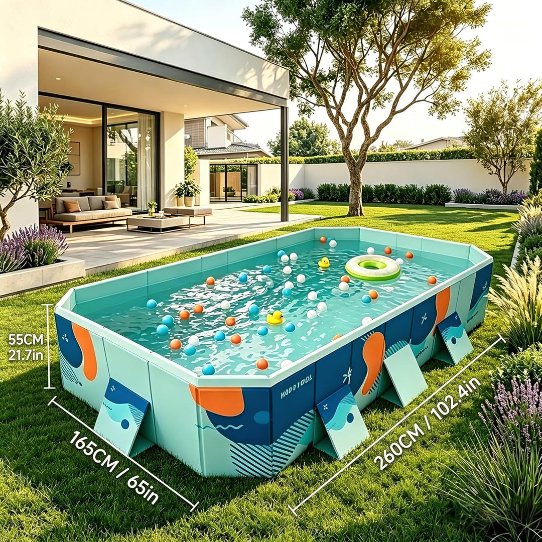 Faltbarer Pool Nicht-aufblasbarer Tragbarer Swimmingpool Schwimmbad Verdickter Rutschfester PVC Schw