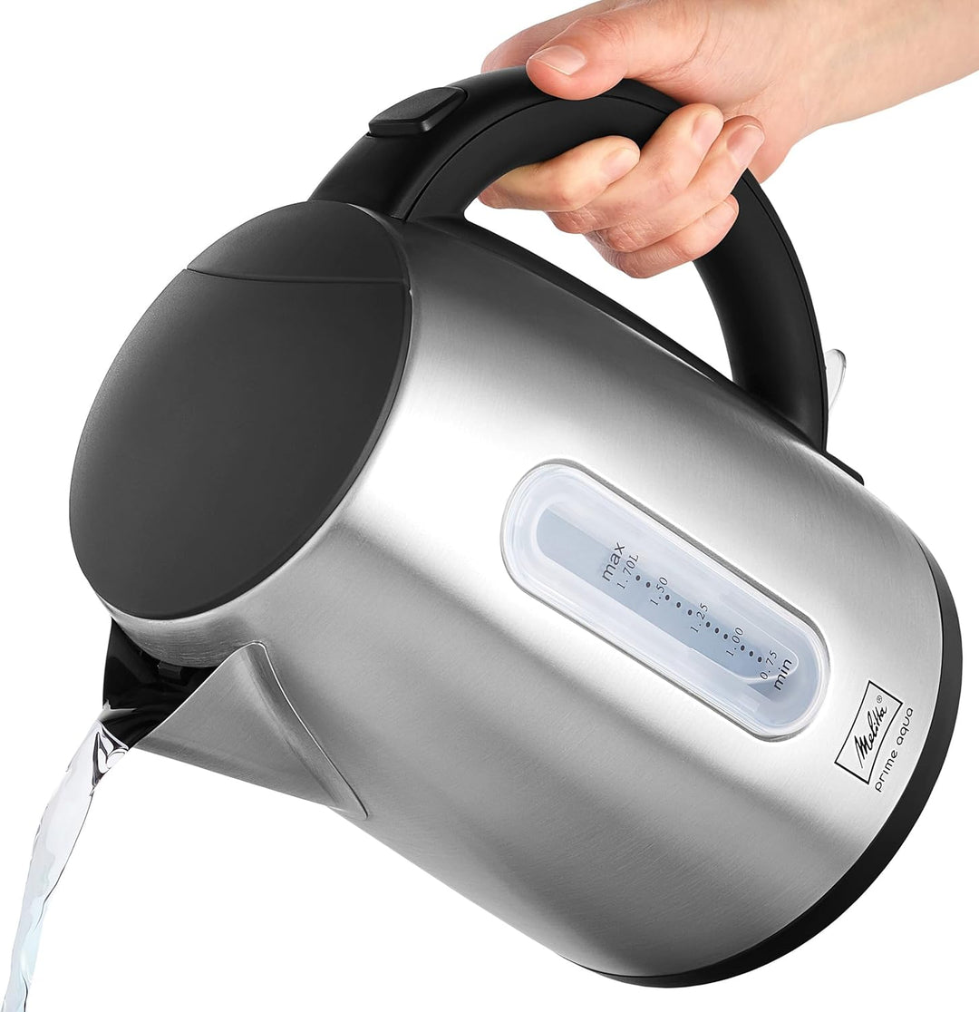Wasserkocher - MELITTA - Prime Aqua, Edelstahl, 1,7 L, 2200 W, herausnehmbarer Kalkfilter, LED Beleu