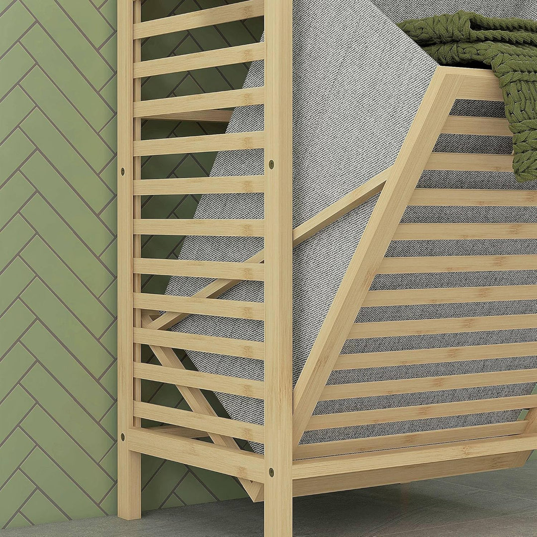 HOMCOM Badregal mit Wäschekorb, Badezimmerregal mit 3 Ebenen, Ausziehbarem Stoffkorb, Badschrank mit