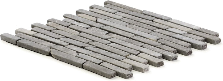 DIVERO 11 Fliesenmatten Naturstein Stäbchen Mosaik Fliesen aus Marmor für Wand und Boden grau á 29 x