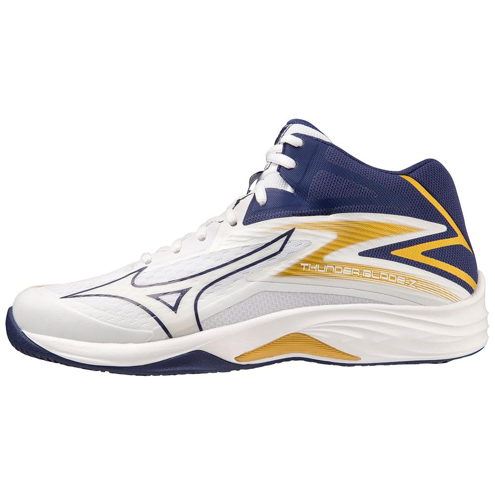 Mizuno Unisex Thunder Blade Z Mid Volleyball, White Blueribbon MP Gold, 46.5 EU