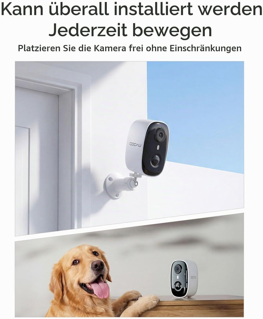 COOAU 4MP Überwachungskamera Aussen Solar, 2.5K Kabellose WLAN Akku Kamera Überwachung mit Solarpane