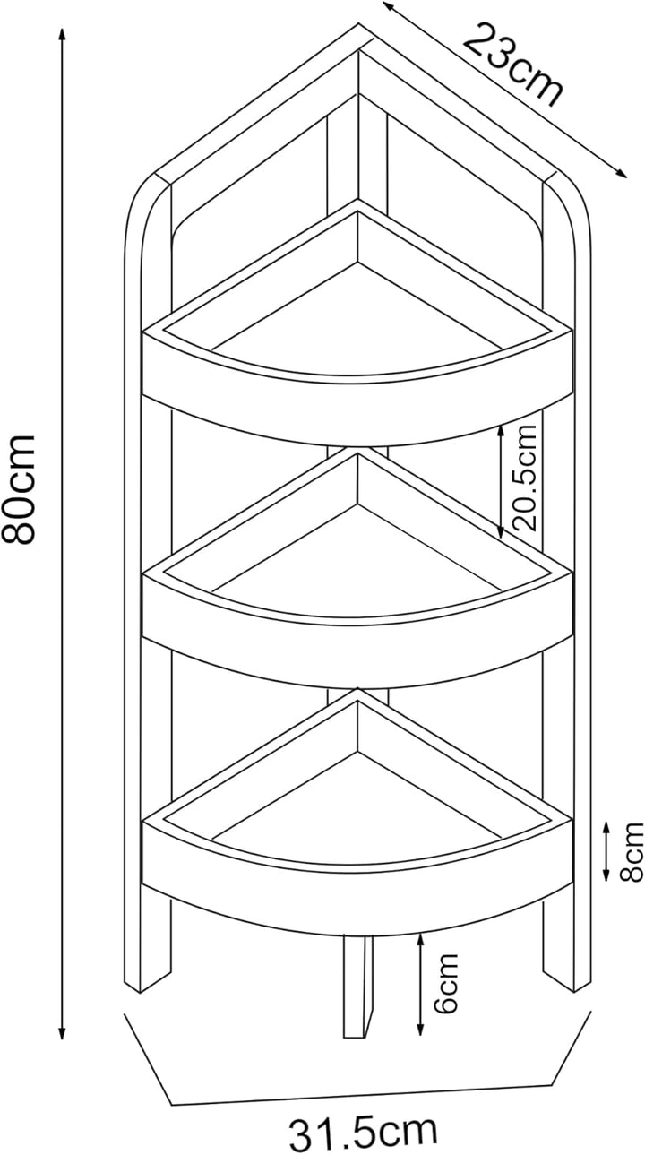 [en.casa] Eckregal Tervola Badregal mit 3 Ablagen Badezimmerregal 80 x 23 x 23 cm Standregal Küchere