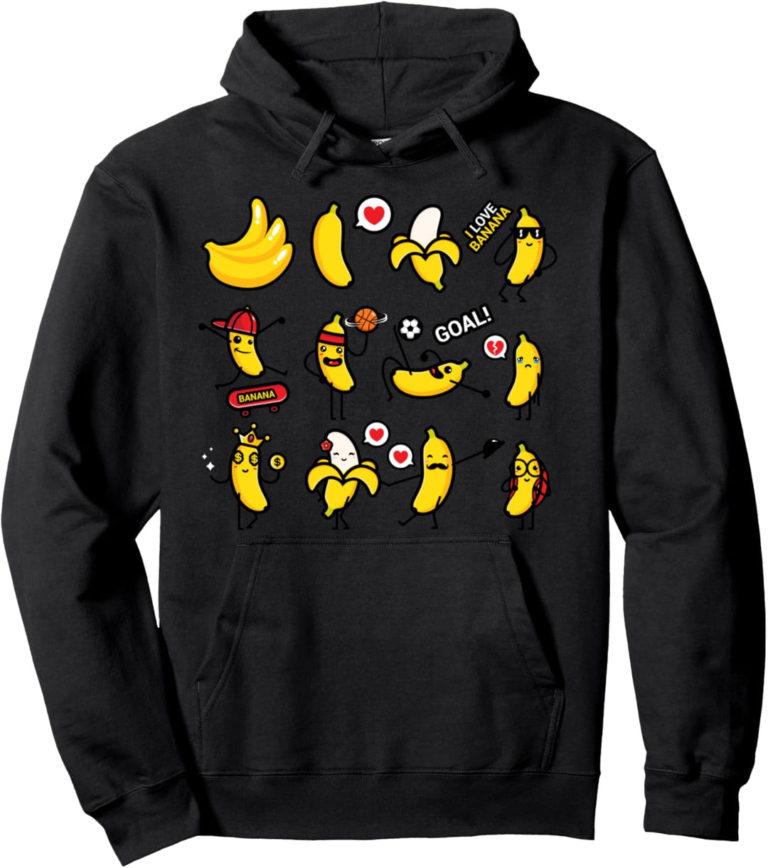 Funny Sarcastic Cool Banana Set Activities Graphic Design Pullover Hoodie