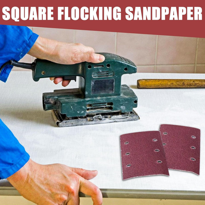 50 Stück Schleifpapiersatz, Schleifpapier Klett 102mm*114mm, 40/60/80/100/120 Körnung 6 Löcher Schle
