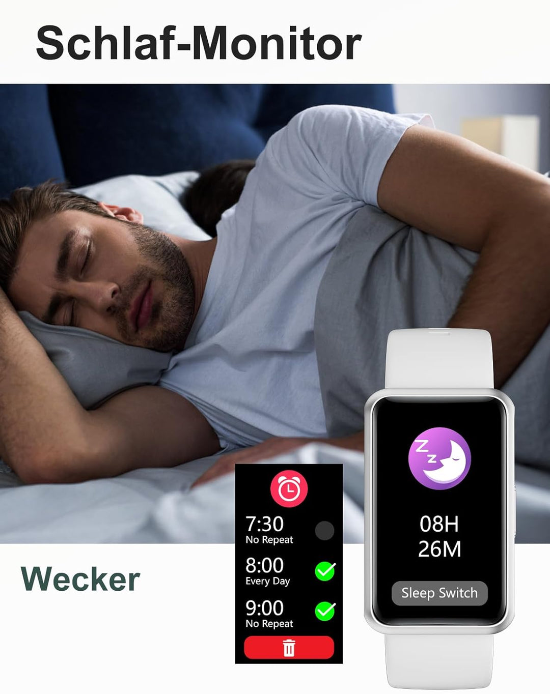 HUAKUA Schrittzähler Uhr (Ohne app und Handy) 1,47 Zoll Touchscreen Einfach Smartwatch Fitness Track