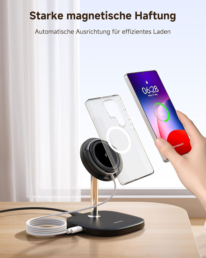 SwanScout Magnetisches Induktive Ladegerät für iPhone 17/Air/16/15/14/13/12, Ladeständer Ladestation