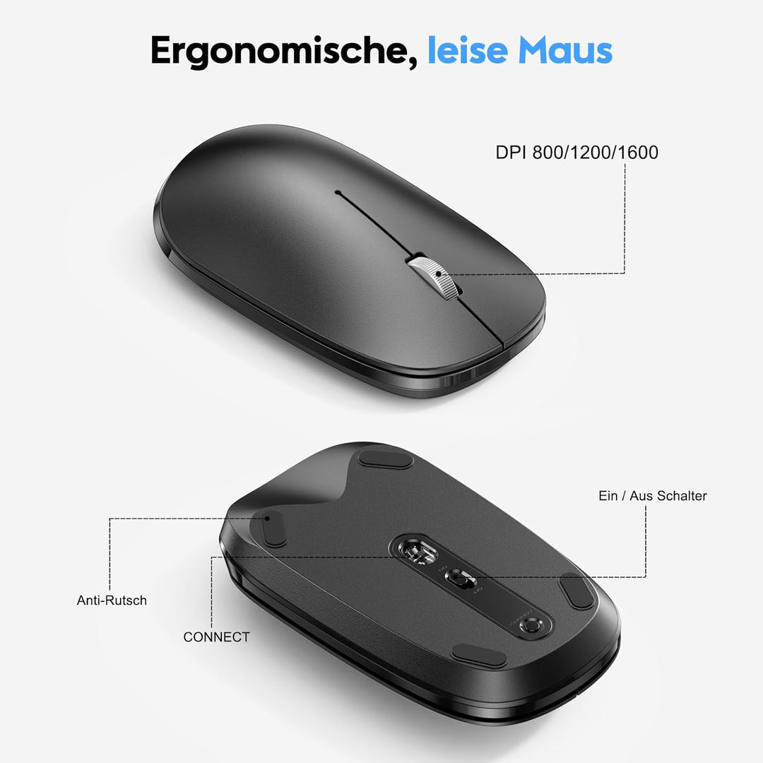 Bluetooth-Mac-Tastatur und -Maus, OMOTON Kabellose Tastatur und Maus für Apple MacBook Pro/Air, iMac