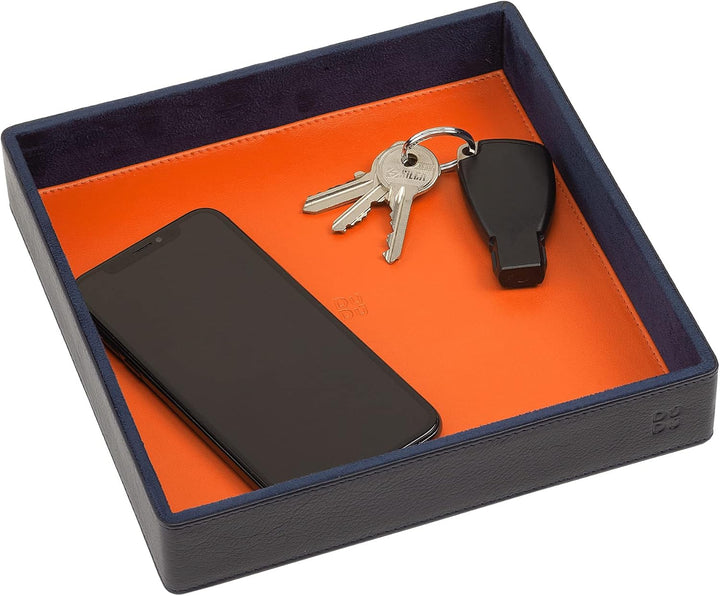 DUDU Taschenleerer aus Leder Bunt Design für den Eingang Ablageschale mit Geschenkbox Navy, Navy