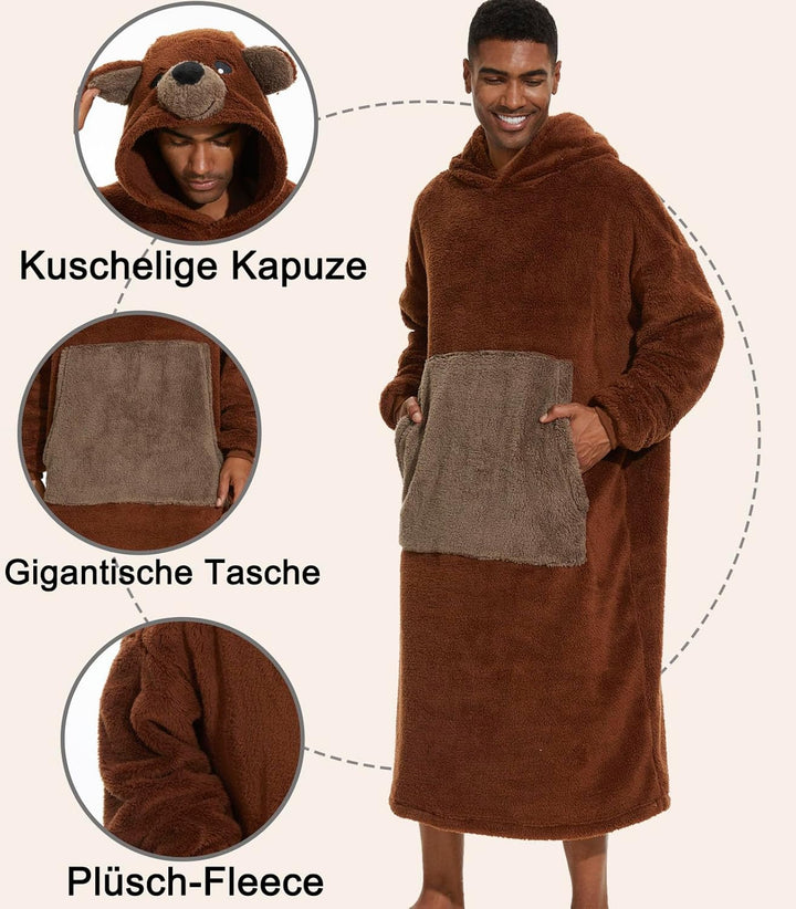 LATH.PIN Übergrosse Decke Hoodie Sweatshirt Oversized Kapuzenpullover Hooded Blanket Warme Plüsch Pu