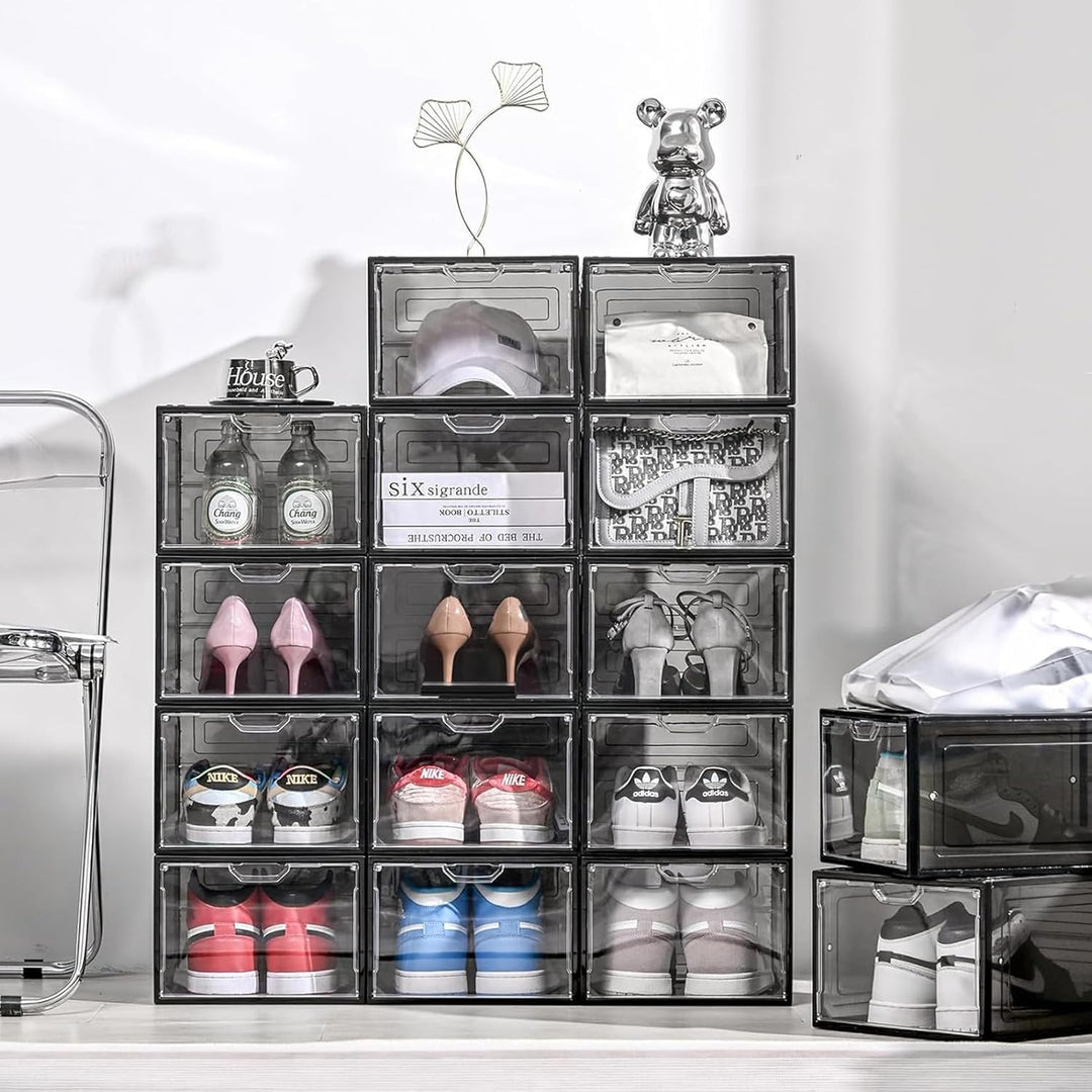 Schuhboxen Organizer-Transparent Schuhaufbewahrung für Sneakers und Turnschuhe,Schuhboxen Stapelbar,