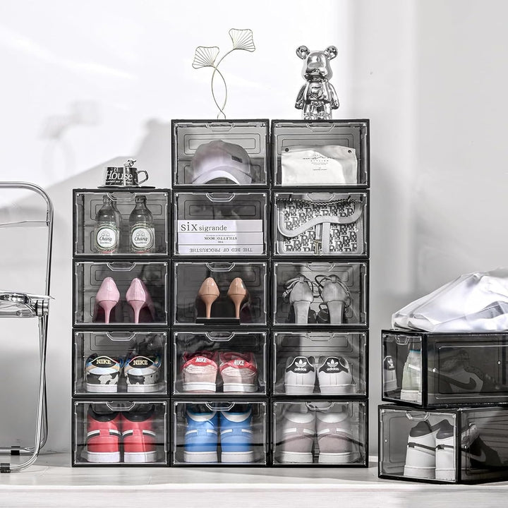 Schuhboxen Organizer-Transparent Schuhaufbewahrung für Sneakers und Turnschuhe,Schuhboxen Stapelbar,