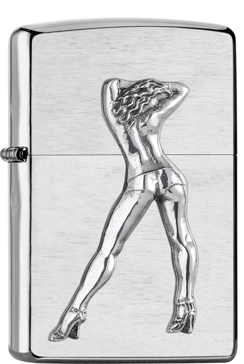 Zippo Sturmfeuerzeug - Gogo Girl, Brushed Chrome, Emblem - Nachfüllbar - Wiederverwendbar - Windfest