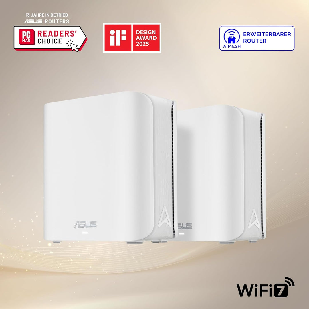 ASUS ZenWiFi BD4 Dualband WiFi 7 AiMesh Extendable Router 2er Set (3.6 Gbps, Abdeckung bis zu 455 m²