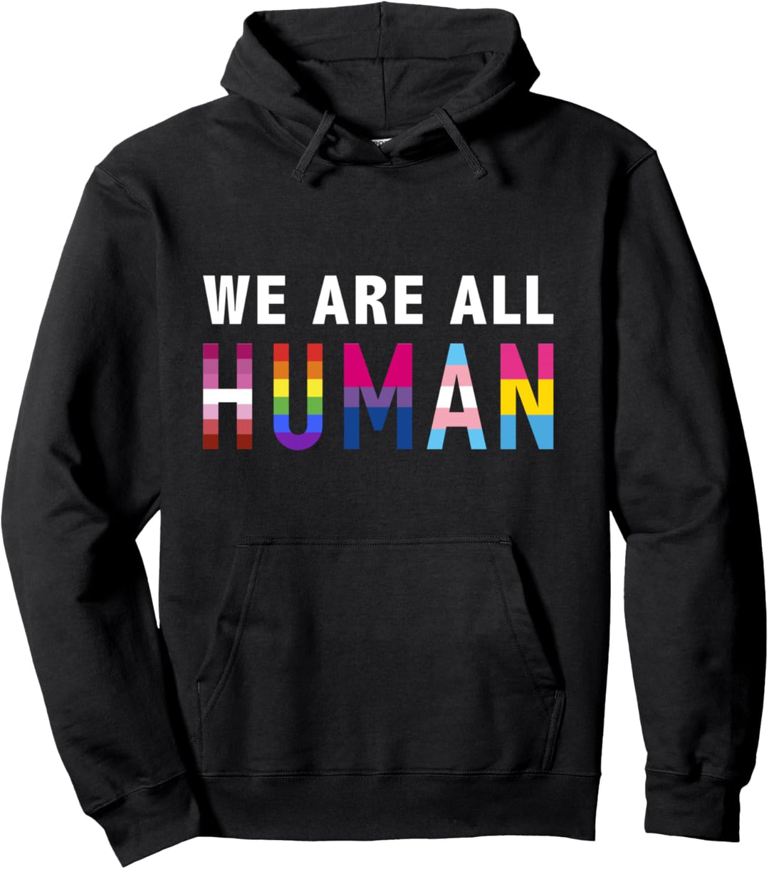Wir sind alle Menschen Human mit LGBTQ+ Flagge Pullover Hoodie