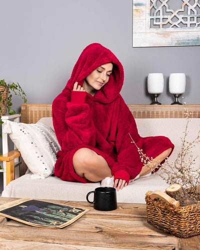 Gräfenstayn® Flauschige Sherpa Hoodie Decke mit Ärmeln & Kapuze - Öko-tex Standard 100 - tragbare Ku