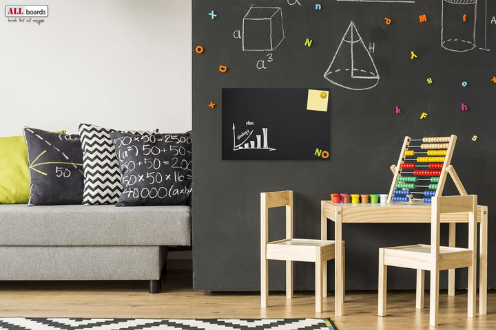 ALLboards Metallische Magnettafel KREIDETAFEL SCHWARZ 60x40cm MetalBoards Memoboard für jede Art von