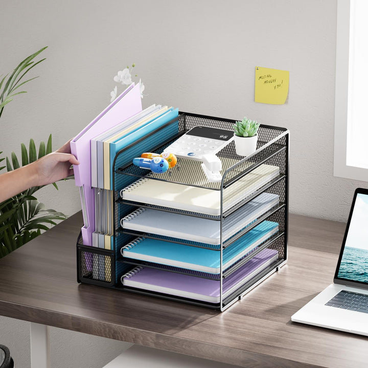 Marbrasse Schreibtisch Organizer und Büro Zubehör,5-Tier Briefablage,Mesh Büro Organizer für Schreib