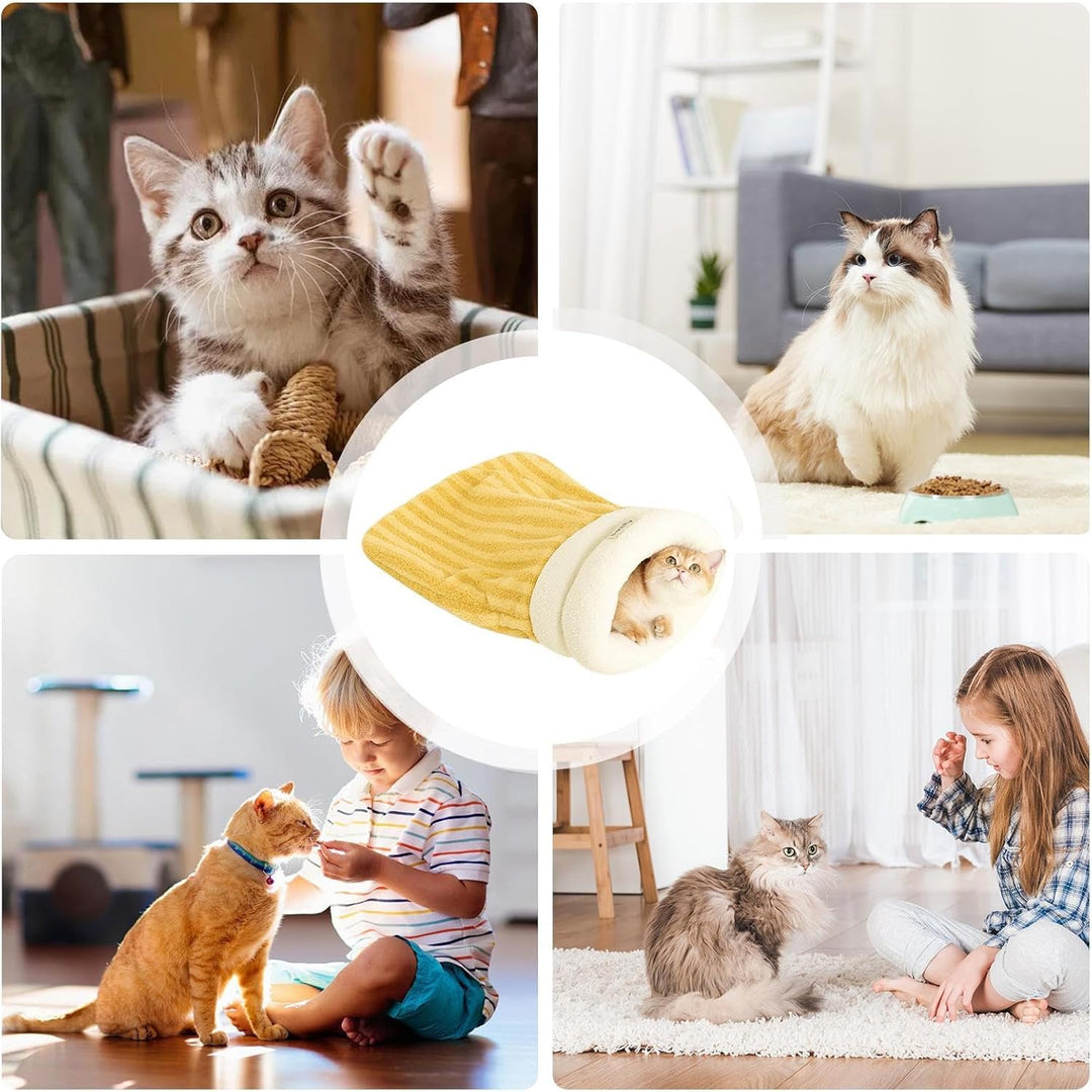 Katzenschlafsbag für Innenkatzen, weich bequemer Katze Winter Schlafsack C-at Cave Bett, 360 ° warme