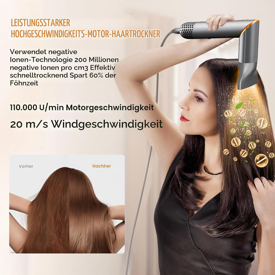 UKLISS 8 in 1 Pro Airstyler &amp; Ionen Haartrockner High Speed 110,000RPM Föhn Set mit Luft-Lockenstab