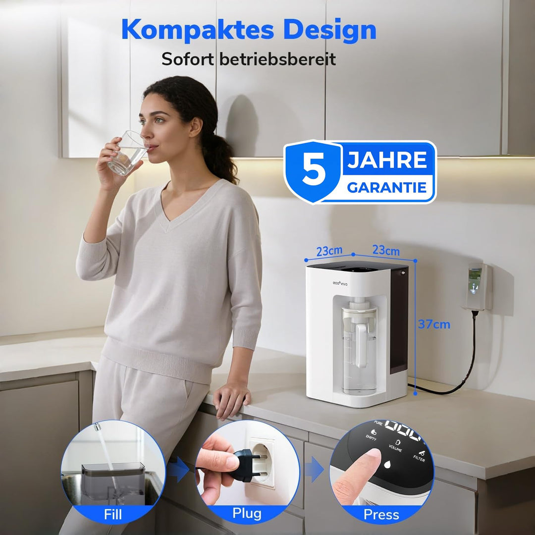 Ecoviva MATE 3 Auftisch Osmoseanlage Trinkwasser Umkehrosmoseanlage, 8-fach Filter gegen Nitrat & PF