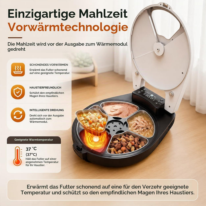 Automatischer Nassfutterautomat für Katzen mit Halbleiterkühlung und Edelstahlnapf
