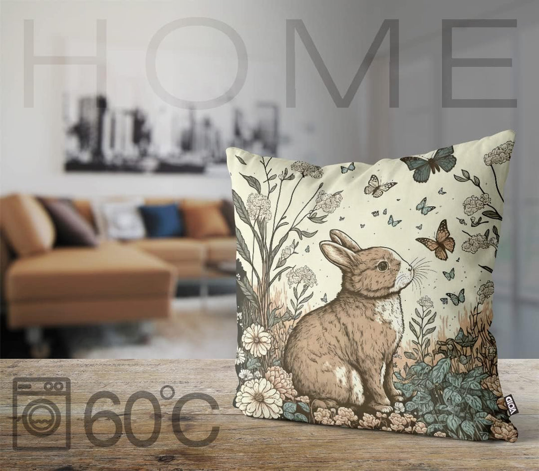 VOID Hase Schmetterlinge Ostern 50x50 Kissenhülle Polyester Zierkissen Couchkissen Ostern Osterdeko
