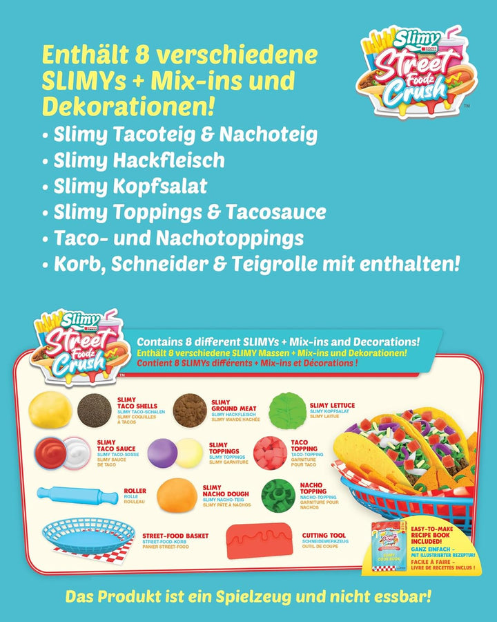 Slimy Street Foodz Crush - Tacooz, Slime und Knete Kreativ-Set, Backspiel zum selber Mischen, Formen