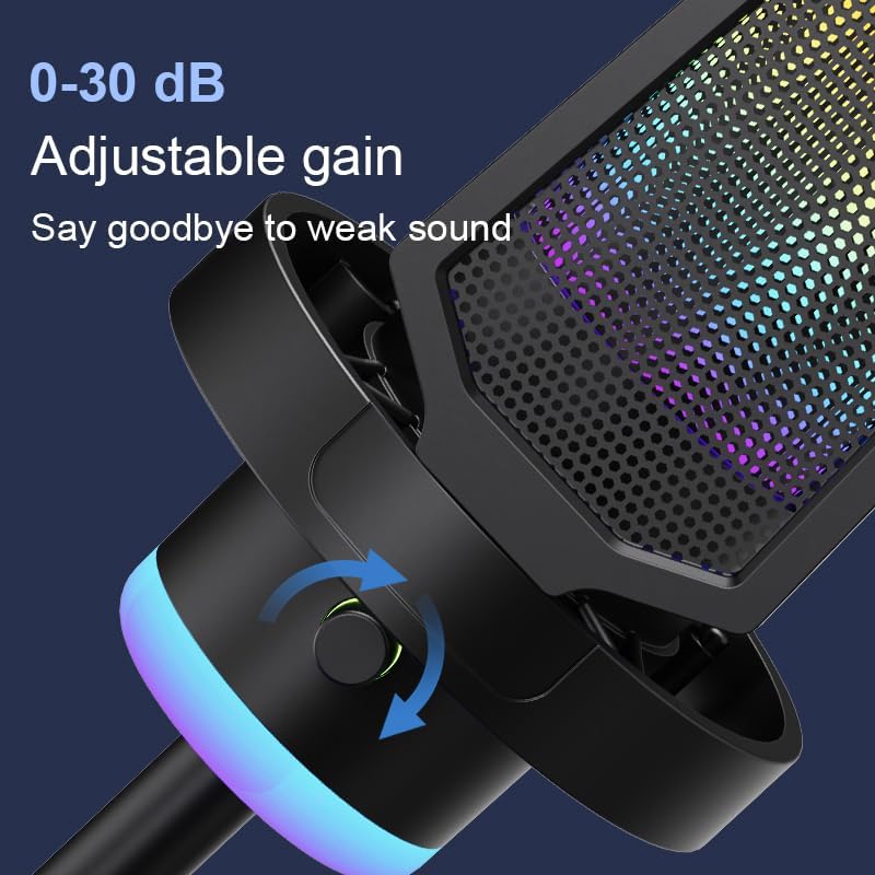 9.4’’ USB Gaming Mikrofon pc, Noise Cancellation Dynamisch Microphone | 192 kHz/24bit Sampling Rate|