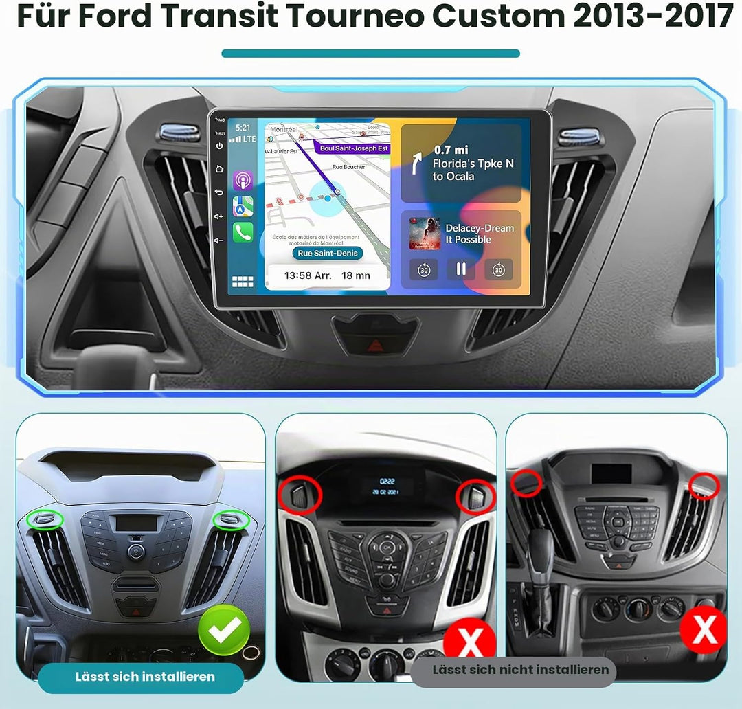Hikity 2G 64G Android 15 Autoradio Für Ford Transit Custom 2013-2017 mit Wireless Carplay Android Au