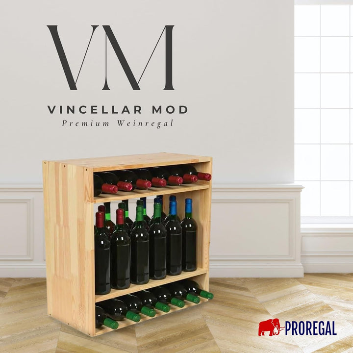 PROREGAL Modulares Weinregal VINCELLAR MOD | HxBxT 60x60x30cm | Standflaschen Modul für 32 Flaschen