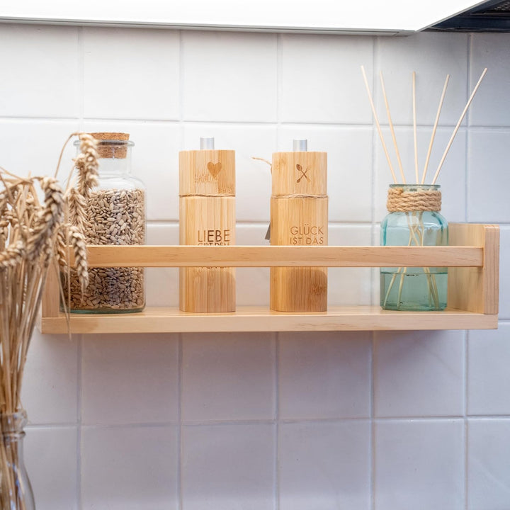 MaLa - 3er Set Natur Bücherregale aus Massivholz – Schweberegal Kinderzimmer Badezimmer Küche Wohnun