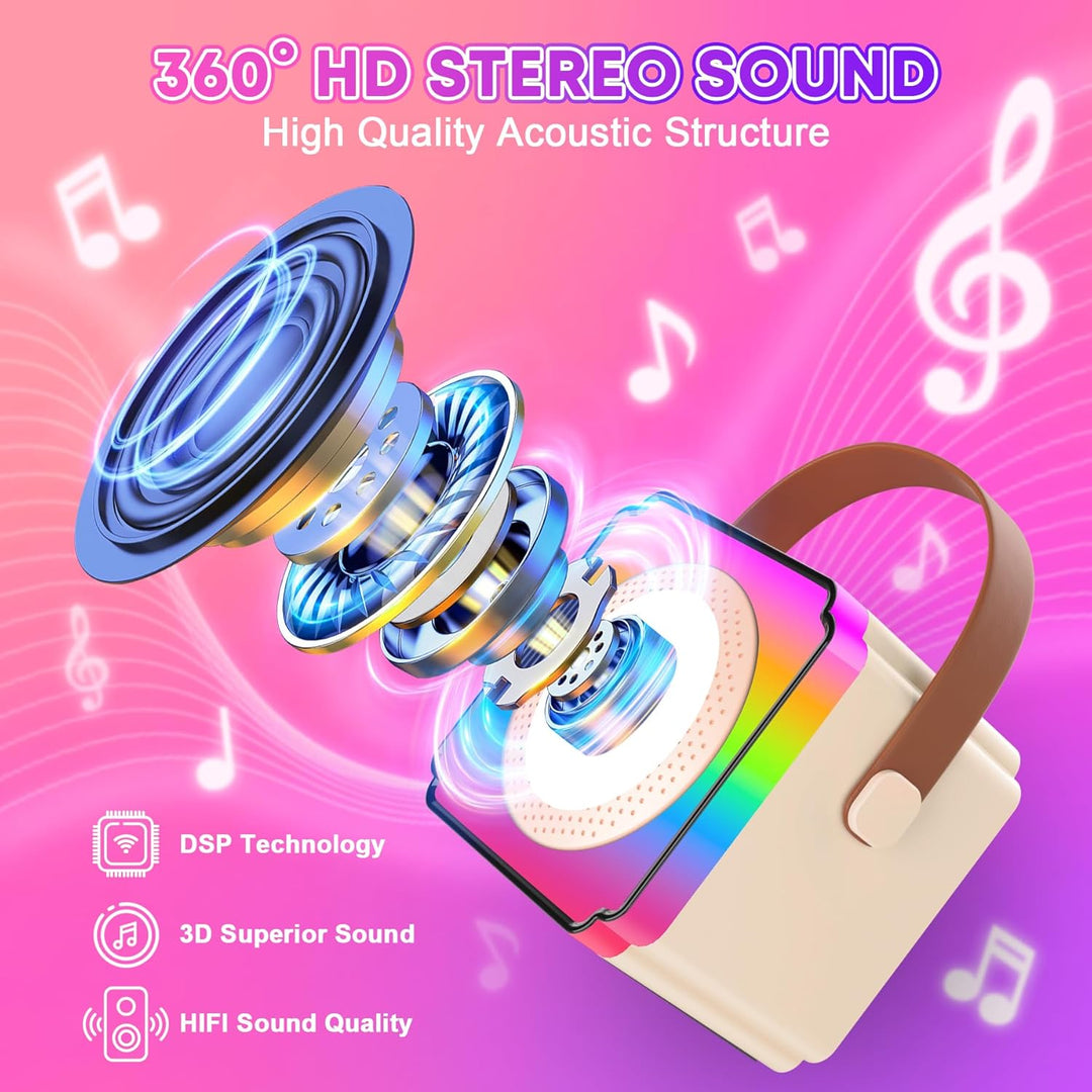 Karaoke Maschine mit 2 Mikrofonen, Geburtstag Geschenk für Kinder ab 3 Jahre, Karaoke Maschine Kinde